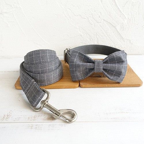 Bow Dog Collar and Leash Set